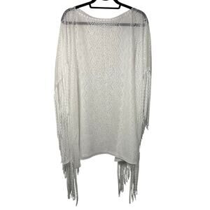 White Lace Fringe Swimsuit Coverup Women's OS